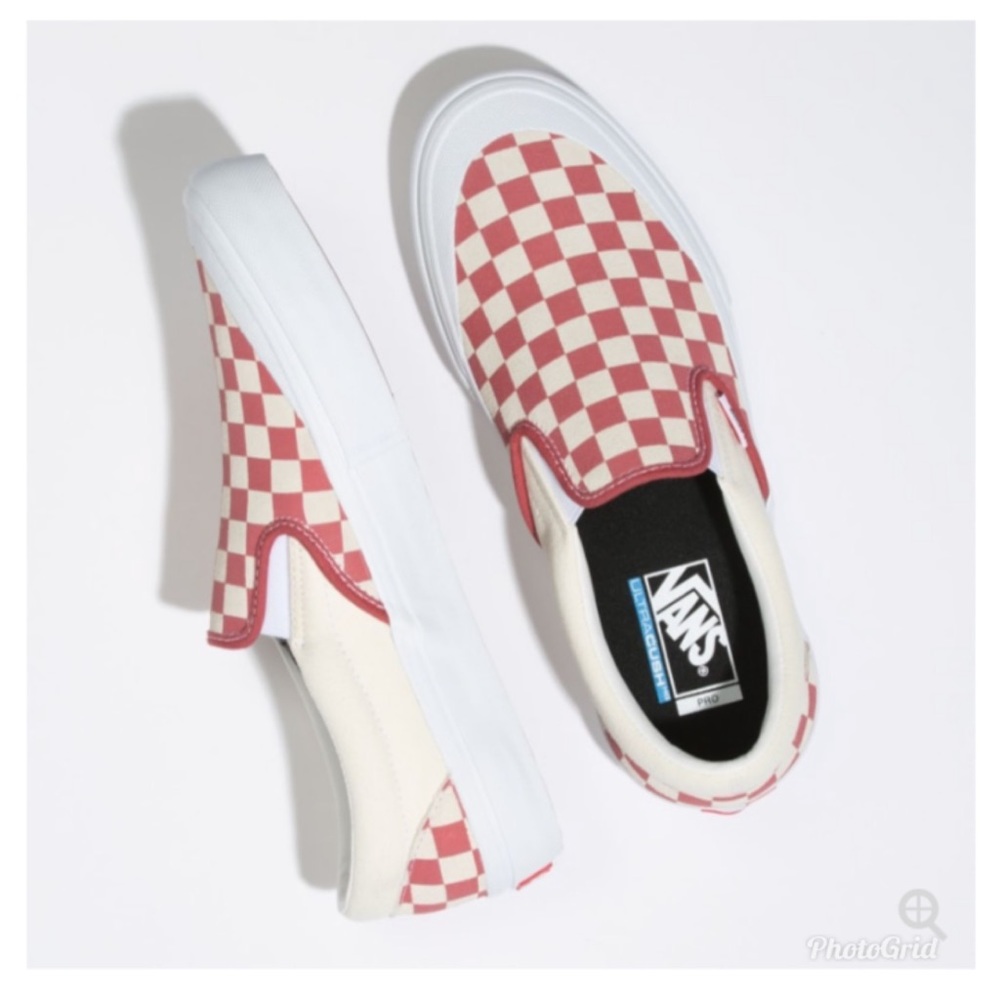 Vans Slip On Skate Shoes  Checkerboard Mineral Red - Picture 4 of 9